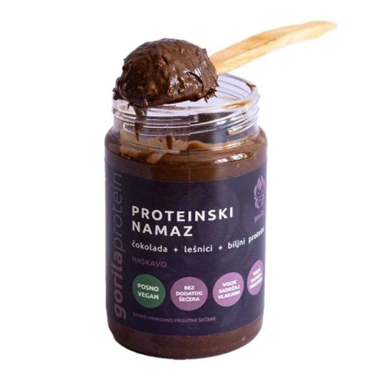 Gorila proteinski namaz čokolada + lešnici + biljni proteini 375g