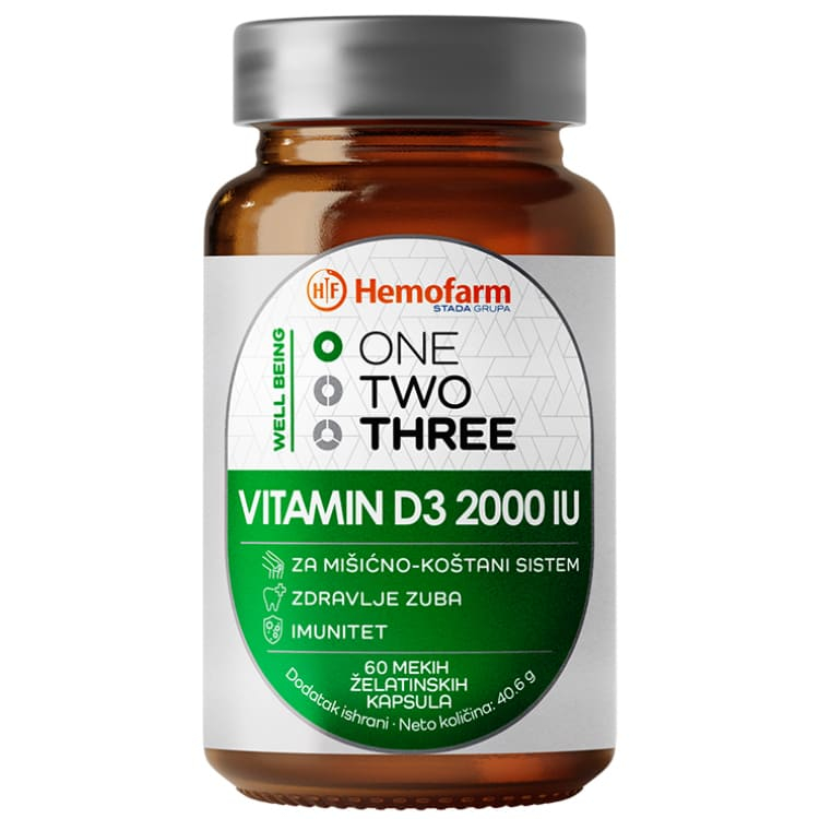 One Two Three Vitamin D3 2000IU 60 kapsula