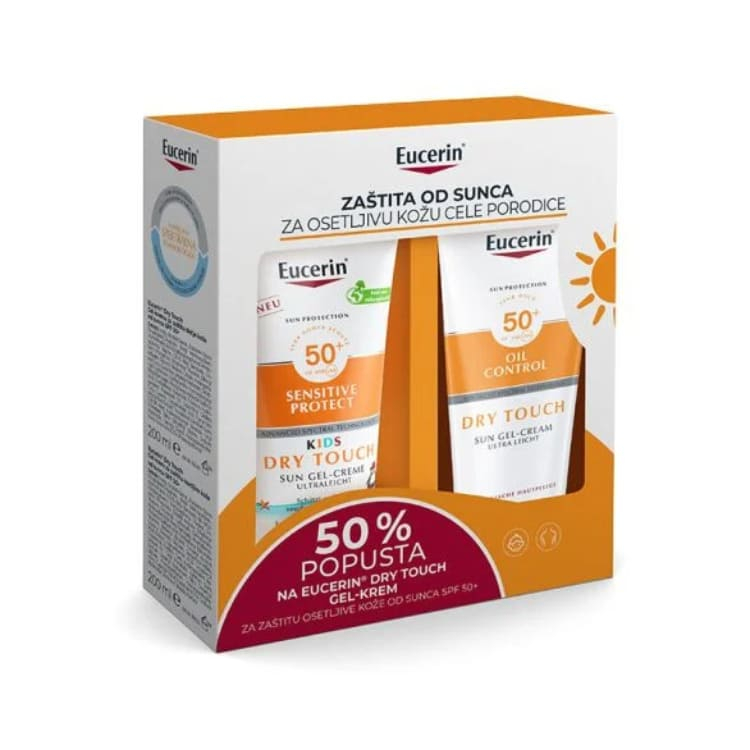 Eucerin Sun set - Dry Touch gel-krema SPF50+ 200ml + Dry Touch za decu SPF50+ 200ml