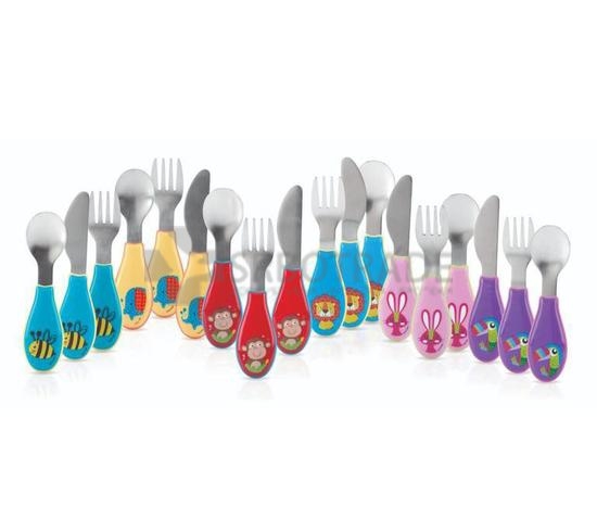Nuby set kašika, viljuška i nož, 12m+