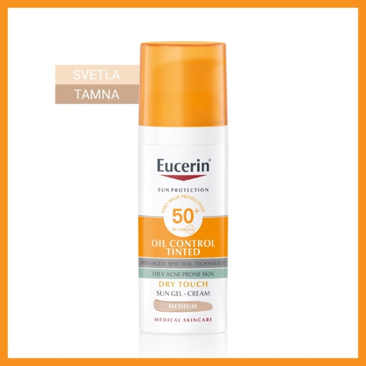 Eucerin Sun Oil Control Tonirani Gel-krem za zaštitu masne kože od sunca SPF50+ tamni 50ml