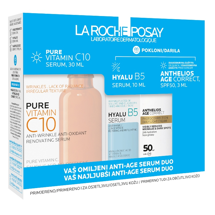 La Roche Posay Vitamin C10 serum 30ml + Hyalu B5 serum 10ml + Age Correct SPF50 3ml