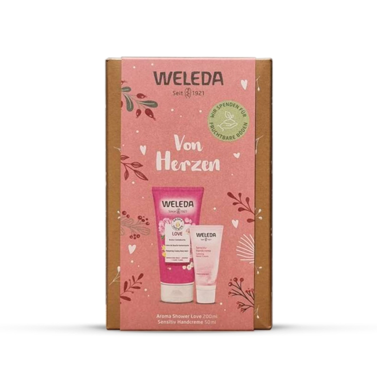 Weleda Von Herzen set - Love gel za tuširanje 200ml + Krema za ruke od badema 50ml