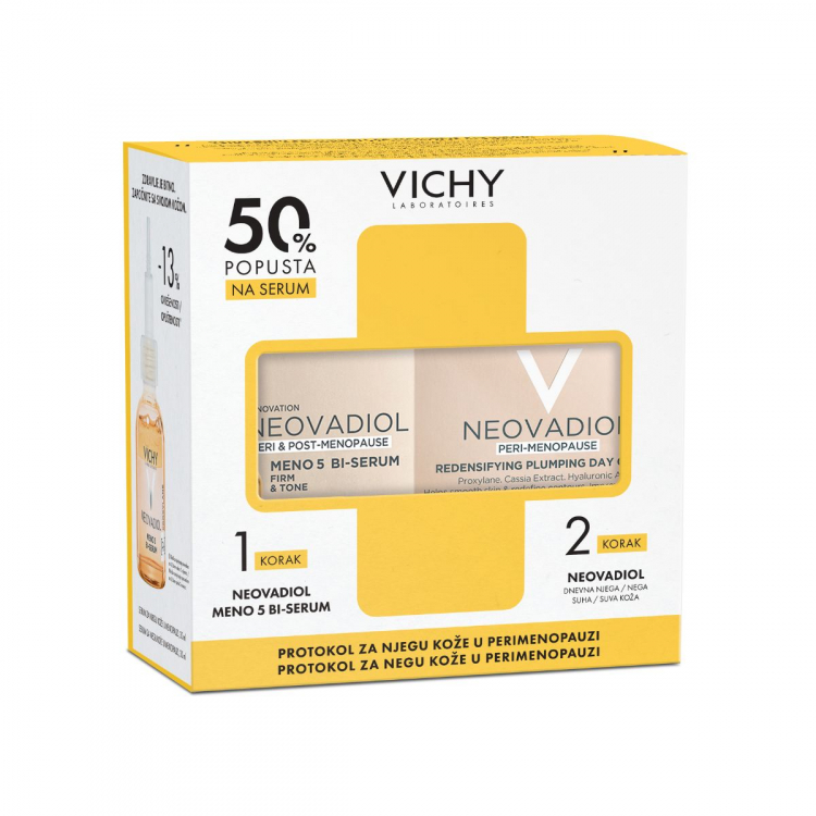 Vichy promo paket: Neovadiol Meno5 serum uz 50% popusta + dnevna nega za suvu kožu u perimenopauzi 50ml